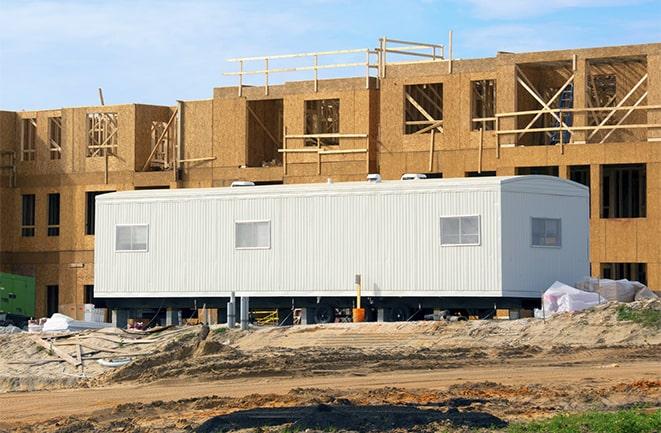 office trailers and equipment rental at a construction site in South El Monte